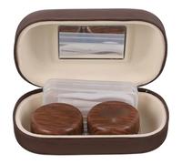 VANZACK Étui à Lentilles de Contact Marron en Plastique Léger Miroir et Pince pour Voyages Étanche Portable