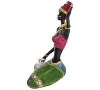 VANZACK Figurine en Résine de Femme Africaine Argentée Sculpture Artisanale Décorative pour Salon et Bureau Décoration Exotique pour Collection et Présent Ornement Unique pour