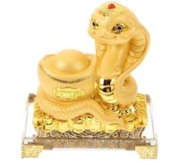 VANZACK Figurine Serpent Chinois en Résine Dorée 125x80x141 Mm, Décoration Feng Shui Zodiac 2025, Objet de Collection pour Maison, Bureau et Événements Professionnels