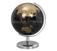 VANZACK Globe Décoratif de Bureau Rotatif Noir et Or avec Support Blanc Ornement Géographique Stable pour Bureau Maison et Salle Détude
