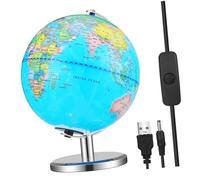VANZACK Globe Terrestre Éducatif Lumineux avec Support Stable Carte Colorée HD pour Garçon Fille Lampe LED Dapprentissage Géographique Décoration Maison et Salle de Classe