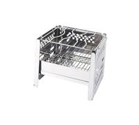 VANZACK Gril Camping Portable Acier Inoxydable Poêle Bois Barbecue Bois Inox Carré Résistant Haute Température pour Ustensiles Cuisine Outdoor