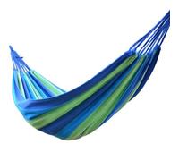 VANZACK Hamac D'extérieur en Toile Rayée 280x80 Cm Bleu, Léger Et Portable, Hamac De Camping 1 Personne, pour Randonnée, Voyage Et Détente en Plein Air