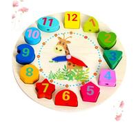 VANZACK Horloge Éducative Bois avec Perles à Enfiler Apprentissage des Chiffres et Formes pour Garçon Fille pour Éveil et Développement Intellectuel