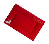 VANZACK Joyeux Noël Adorable Motif Cerf Brodé Doux Chaud Matelas pour Animaux De Compagnie