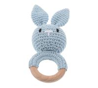VANZACK Lapin en Peluche Tricoté la Main en Coton et Bois, de Dentition Portable pour Bébé, Divertissement et Apaisement la Maison Déplacement