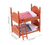 VANZACK Lit Miniature Double Superposé pour Maison de Poupée Simulation Réaliste avec Oreillers et Couettes Décor Écologique pour Chambre Miniature et Accessoire Photo