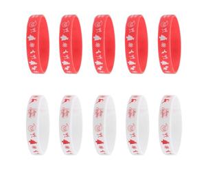 VANZACK Lot de 10 Bracelets en Silicone Flexibles pour Noël 5 Rouges 5 Blancs sans Odeur Résistants à L’Usure Accessoires Festifs pour Fêtes et Déguisements de Noël
