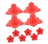 VANZACK Lot de 10 Mangeoires À Oiseaux en Plastique Rouge pour Oiseaux Chardon Perruche Fleurs Parapluie Pinson