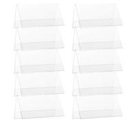 VANZACK Lot de 10 Porte-Cartes de Table Transparents en Pet 12X6 CM Supports Double Face de V pour Plaques Nominatives Effaçables à Sec Étiquettes de Buffet et Marque-Places Bureau