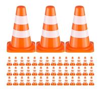 VANZACK Lot de 100 Mini CôNes De Signalisation Et BarrièRes De Circulation Jouets Cognitifs pour Enfants Panneaux Routiers Miniatures Jeu Educatif SéCurité RoutièRe IntéRieur ExtéRieur
