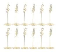 VANZACK Lot de 12 Pinces à Cartes de Table Dorées en Forme de Note de Musique, Pinces Mémo Verticales Multifonction pour Bureau et Mariage, Support Compact pour Marque-Places