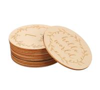 VANZACK Lot de 14 Disques Marquants en Bois Naturel 10X10 CM pour Bébé Cartes D’Étapes Recto Verso Accessoires Photo pour -Né Décoration Fête et Séance Photo Bébé