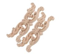 VANZACK Lot de 2 Appliques Décoratives en Bois Non Peint 20X8 CM Sculpture de Fleur Sculptée à la Main Appliques D’Angle pour Meubles Portes et Murs Décoration Murale Européenne
