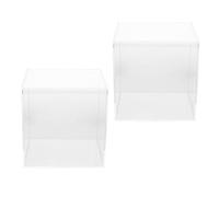 VANZACK Lot de 2 Boîtes à Dragées Carrées Transparentes 12x12x12 Cm en Plastique Robuste avec Couvercle, Boîte de Bonbons Décorative pour Mariage et Fête, Contenant de Rangement