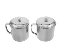 VANZACK Lot de 2 Bols en Acier Inoxydable avec Couvercle Tasses à Café de Camping 9 CM de Diamètre Mugs Résistants pour Pique- et Cuisson au Four pour Thé et Fruits Cuits