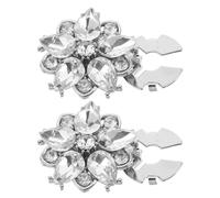 VANZACK Lot de 2 Boutons de Manchette Décoratifs en Alliage Blanc K à Motif Fleur à Cinq Pétales Pierre Brillante pour Chemises à Poignets Mousquetaires Smoking et Occasions Formelles