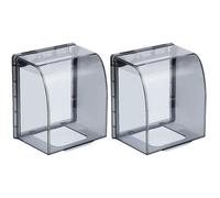 VANZACK Lot de 2 Cache-prises Résistants Aux Intempéries, Protection Extérieure pour Prise Murale, Protection Contre La Pluie, Gris, 11,4 X 9,9 X 15,5 Cm