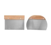 VANZACK Lot de 2 Coupe-Pâte à Pâtisserie en Acier Inoxydable Échelle Manche en Bois Modèles Rectangulaire et Semi-Circulaire Outil de Découpe pour Pâte Pizza et Nougat Ustensile