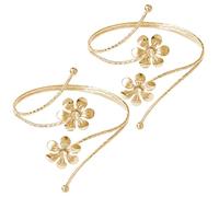 VANZACK Lot de 2 Embrasses de Rideaux en Alliage Doré, Décorations Intérieures Élégantes Double Fleur Strass, Compatibles Rideaux Fins et Épais pour Salon, la Cuisine et Boutique