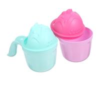 VANZACK Lot de 2 Gobelets de Rinçage Bébé Poignée Incurvée, 200 Ml, Plastique, Couleurs Vert et Rouge, pour Douchette Cascade et Bain Bébé, Adapté Puériculture Garçon et Filles