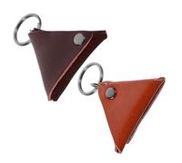 VANZACK Lot De 2 Pochettes en Cuir Véritable pour Rangement De Médiators De Guitare Porte-clés, Protection Imperméable Et Compacte pour Médiators Acoustiques Et Électriques (Marron Foncé Et Orange