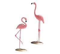 VANZACK Lot De 2 Statues Décoratives Flamant Rose en Résine Rose, Sculpture Intérieure Design Tropical pour Salon Et Chambre, Objets Décoratifs Modernes pour Maison