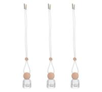 VANZACK Lot de 3 Flacons à Parfum Rechargeables 10 ML en Verre avec Bouchon en Bois, Mini Diffuseurs Suspendus pour Voiture, Désodorisant D’aromathérapie Portable et Flacons Vides