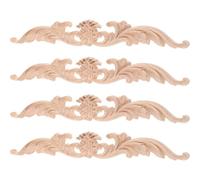 VANZACK Lot de 4 Appliques Sculptées en Bois Massif Non Peint Style Européen Dimensions 20X25X08 CM Décorations Murales Vintage pour Portes Meubles et Armoires Décoration