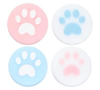 VANZACK Lot de 4 Capuchons de Protection en Silicone pour Joystick, Motif Patte de Chat Bleu et Rose, Antidérapants et Résistants à L’Abrasion, Compatibles Manettes Switch pour Sessions