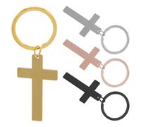 VANZACK Lot de 4 Porte-Clés Croix en Acier Inoxydable 4 Couleurs Légers et Résistants Breloques Religieuses Personnalisables pour Baptême Prières et Présents Chrétiens