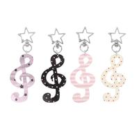 VANZACK Lot de 4 Porte-Clés en Métal Motifs Pois Rayures et Étoiles Pendentifs Notes de Musique pour Soirées Karaoké Anniversaires et Présents Enseignants Accessoires Fête Polyvalents