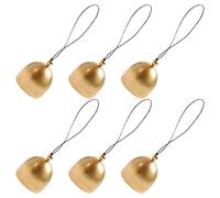 VANZACK Lot de 6 Clochettes en Laiton 28 CM Corde Noire et Boule Dorée Mini Cloches Suspendues pour Décoration Feng Shui Fenêtres Porte et Loisirs Créatifs Carillon à Vent pour Usage