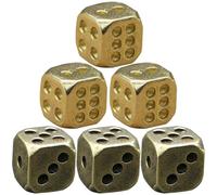 VANZACK Lot de 6 Dés Vintage en Cuivre Rétro, 3 Faits la Main Vieillissement 3 Couleur Vintage, Petits Dés pour Jeux de Carnaval, Halloween et Soirées en Club, Accessoires de Jeu