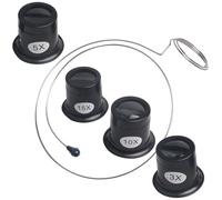 VANZACK Loupe de Bijoutier Clip Œil 4 Pièces Verre Optique, Loupe pour Réparation de Montres, Outil D’horloger Compact, Grossissement Précis, Accessoire Essentiel pour