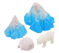 VANZACK Maquette Réaliste D’Igloo Et Animaux Polaires, Garçon Et Filles, Taille Mini, Décoration Micro-Paysage, Jouet Figurine Ours Blanc, Modèle Maison Glace pour Diorama, Lot De 4 Pièces
