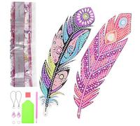 VANZACK Marque-pages Plume en Acrylique Peinture Diamant, Kit Artisanal Rétro Délicat pour Bureau et Famille, Accessoire Élégant pour Suivre la Lecture