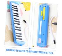 VANZACK Melodica Touches pour Débutants Instrument à Vent Portable avec Tube Long et Embouchure Courte Clavier Électronique Bleu Blanc