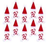 VANZACK Mini Chapeau de Noël Soi-même en Laine Tricotée Rouge | Lot, Écharpe 15cm Incluse, Format 4x8cm, Décoration Artisanale pour Photos