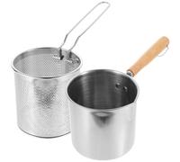 VANZACK Mini Friteuse en Acier Inoxydable Légère et Résistante Panier à Friture, Petite Marmite pour Usage Domestique Cuisine Familiale