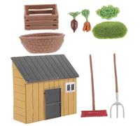 VANZACK Miniature Farm Tools Set Mini Farmhouse Accessories for Tiny House Decor Micro Garden Model with Realistic Details and Educational Play