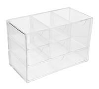 VANZACK Organisateur Tiroir Bureau Transparent Grand Format Empilable en Plastique Rigide Multifonction pour Rangement Cosmétiques Bijoux Papeterie