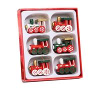 VANZACK Ornement de Train de Noël en Bois Pendentif Suspendu Compact pour Décoration Sapin et Maison Coffret Présent Festif Décoration de Train de Noël en Bois