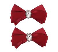 VANZACK Paire de Clips Nœuds Décoratifs Rouges pour Chaussures à Talons Femme Accessoires pour Chaussures Habillées Ornements en Tissu Résistants à L’Usure Mariage et Soirée