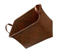 VANZACK Panier De Rangement Tressé Polyvalent Grand Format 38x26x24 Cm En Cuir Et Osier Panier à Linge Sale Poignées Pour Organisation Maison Bureau Et Support De Stockage D’articles Divers