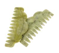 VANZACK Peigne de Massage en Jade Vert 2pcs pour Cheveux Femmes, Surface Lisse et Léger, Outil de Coiffure Relaxant pour Massage du Cuir Chevelu à Domicile