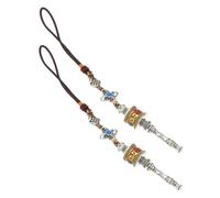 VANZACK Pendentif Moulin à Prières Tibétain Bouddhiste Métal Solide Lot De 2 Breloques Porte-clés Pour Paquet à Dos Amulette Feng Shui Protection Voiture Usage Quotidien