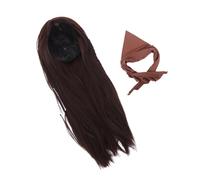 VANZACK Perruque de Pirate pour Carnaval Couleur Marron Unisexe pour Hommes et Femmes avec Bandana Accessoire de Coiffure pour Fêtes à Thème