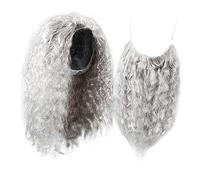 VANZACK Perruque Longue Grise et Barbe pour Cosplay Déguisement Magicien Halloween Accessoire Fête