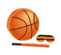 VANZACK Piñata de Ballon de Basketball en Carton Résistant avec Papier Crépon Coloré Jeu Interactif avec Bandeau et Bâtonnet Boucle Suspendre Solide Décoration pour Fête D’Anniversaire